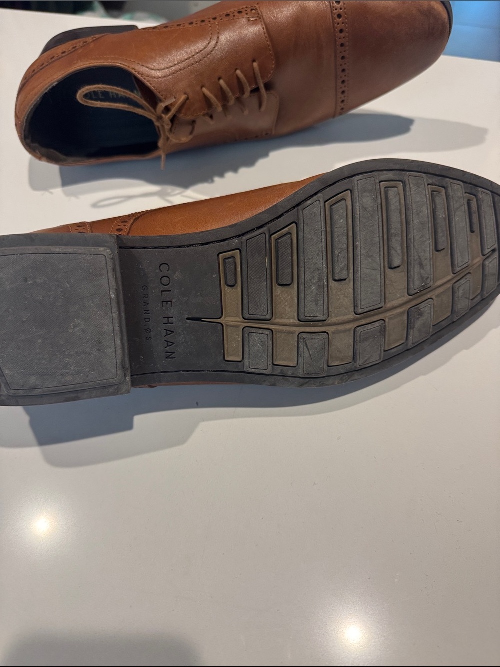 Cole Haan Men's Brown Leather Cap-Toe Derby Oxfords - Picture 3 of 7